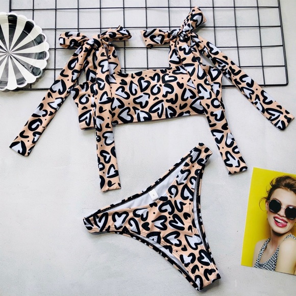 2449 ❤️ ❤️ shoulder tie bikini set - Picture 3 of 5